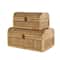 Brown Rattan Handmade Woven Storage Box with Curved Tops & Wrapped Edges, 2ct.